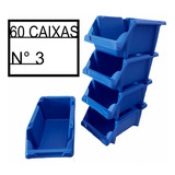 Caixa Parafuso 60 Gaveteiro N°3 Organizador Prateleira Azul