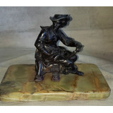 Estatua De Petit Bronce Con Base De Marmol  Montepio_antig