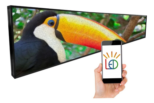 Painel Letreiro Led Digital 100x20 Indoor P5 Color Wifi App