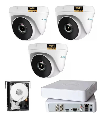 Dvr 04 Canais Hilook / Hikvision + 03 Dome Full + Hd 1tera 