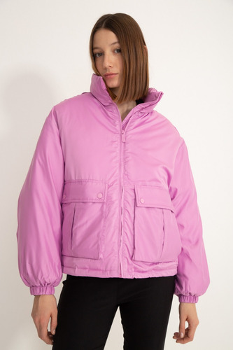 Campera Textura Durazno Rosa Mujer System