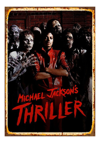 1 Cartel Metalico Estampado Triller Michael Jackson 40x28 