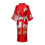 Bata Larga Kimono Con Estampado Floral Valennia Para Mujer