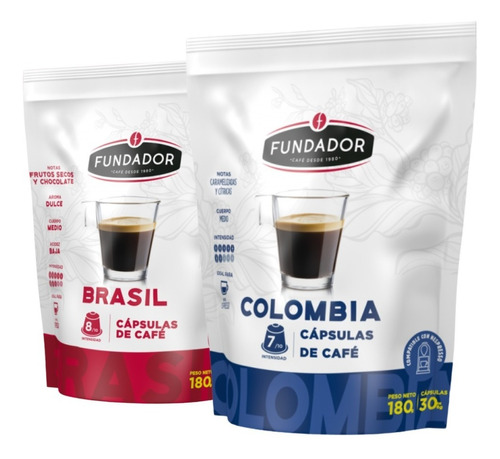 Café Fundador Cápsulas 2 Pack Cápsulas Café Compatible Nespresso 30 Unidades