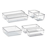 Kit 7 Organizador Multiuso Modular Gavetas Acrílico Cristal