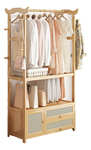 Percheros De Madera Rack Organizador Ropa de Piso 3 Cajones