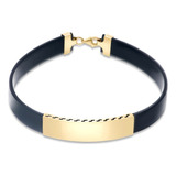 Pulsera Bizzarro De Caucho Con Oro Amarillo 14k Hombre Diámetro 21 Cm