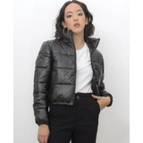 Campera Puffer Negra No Brillosa Importada De Abrigo