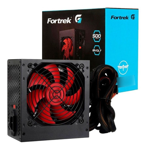 Fonte Atx Pc Gamer 500w Fortrek Crusader Bivolt Cooler 12cm