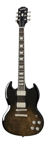 Guitarra Eléctrica EpiPhone Modern Sg Figured De Caoba Trans Black Fade Brillante Con Diapasón De Ébano