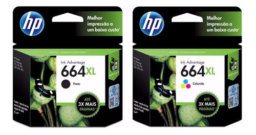 Combo Cartuchos Hp 664 Xl Negro Y Color Original + Resma