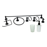 Set 6 Accesorios Para Baño Negro Mate Dica 3200.2 33101797