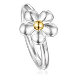 Anillo Tous Fragile Nature Flor Bicolor Plata Osito Outlet