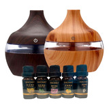 Pack 2 Humidificador Aromas 7 Luces Rgb + 5 Esencias 10 Ml