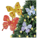 Decoração Árvore De Natal Enfeite De Borboleta Com Glitter Cor Roxo