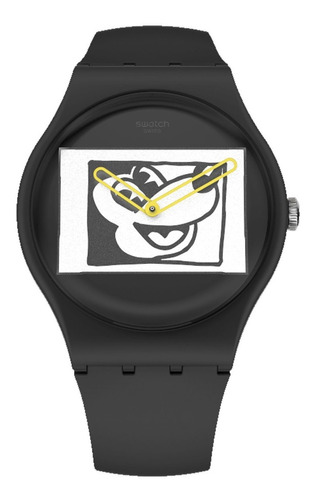 Reloj Swatch Suoz337 Mickey Blanc Sur Noir Ag Oficial C