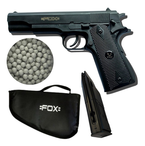 Pistola Fox Resorte Colt 1911 Fundas Balines Airsoft P