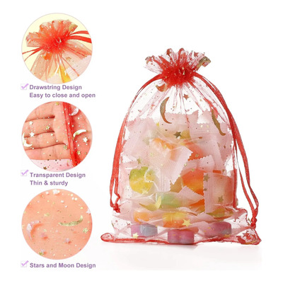 Bolsitas De Organza Con Estrellas Y Luna, Para Regalos Y Fi