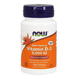 Vitamina D3 Now, 125 Mcg (5000 Ui), 240 Cápsulas Blandas