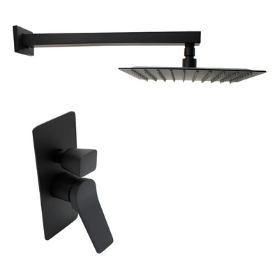 Regadera Cuadrada Negra Mate Rubinett 20cm Acero Inoxidable Brazo Monomando | Meses sin interés