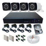 Kit Cftv Monitoramento 4 Câmeras Infra E Gravador Dvr Ahd