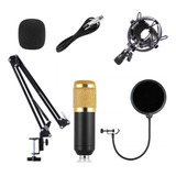 Microfone Top Bm800 Gamer Streamer+ Suporte Braço + Pop Puff