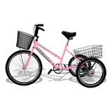 Bicicleta Triciclo Deluxe Wendy Aro 26 Completo Rosa