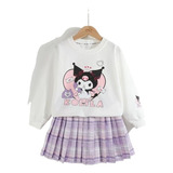 Q Conjunto Blusas Y Falda Kuromi Para Niñas Pequeñas, Ropa