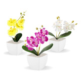 Arranjo De Flores Orquídeas Artificiais Decorativas 3 Unid