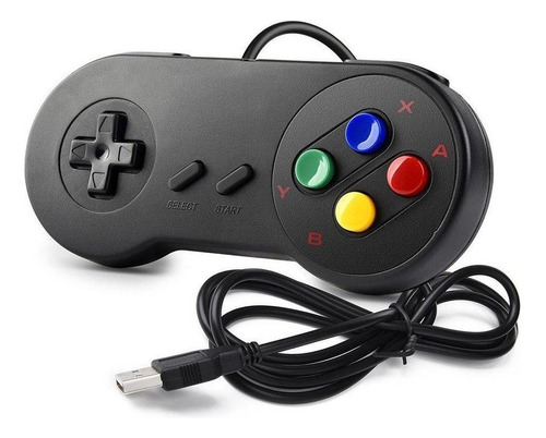 Control Snes Usb Windows, Raspberry, Android Súper Nintendo Color Negro