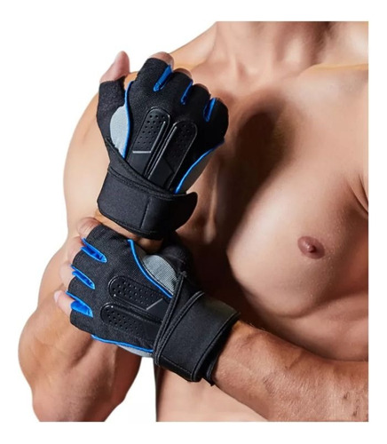 Par Guantes Calleras Celeste Gym Crossfit Entrenamiento Pesa