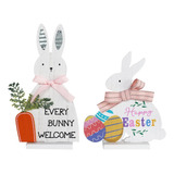 Decoraciones De Pascua, 2 Pcs Conejo Zanahorias Decorac...