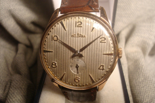 Distinguido Reloj Delbana Antiguo 1950 Oro Plaque 18k Joya!!