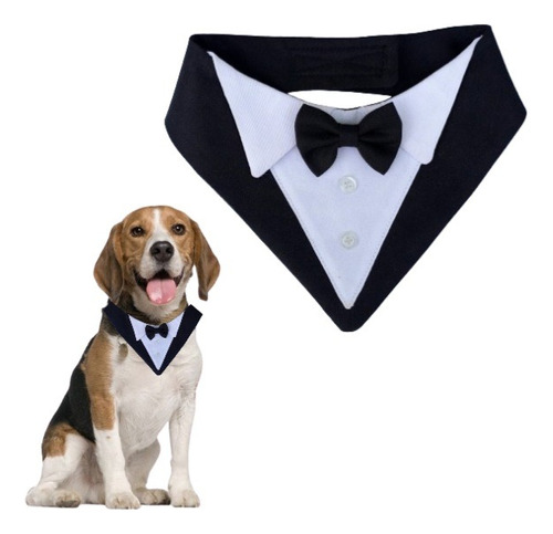 Bandana De Esmoquin Para Perro Con Moño Ajustable 