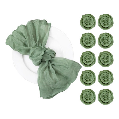 12 Servilletas De Tela Plisadas En Forma Estopilla, 50x50cm Verde Salvia