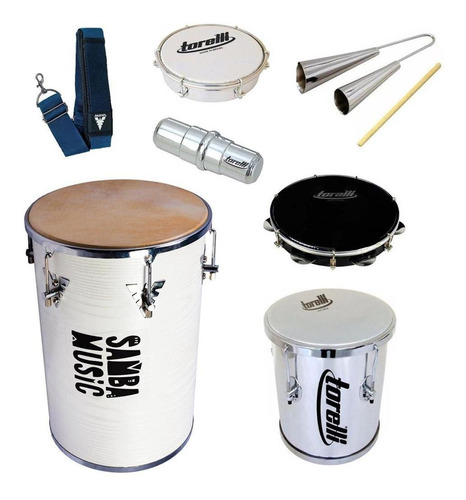 Kit De Instrumentos Rebolo Branco + Repique Alumínio Torelli