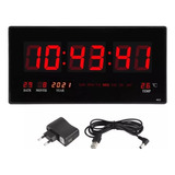 Reloj Digital De Pared Luz Led Fecha Temperatura 47x23cm Es