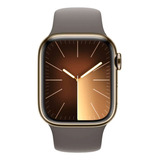 Apple Watch Series 9 Gps + Celular  Caja De Acero Inoxidable Color Oro De 41 Mm  Correa Deportiva Color Arcilla - M/l - Distribuidor Autorizado