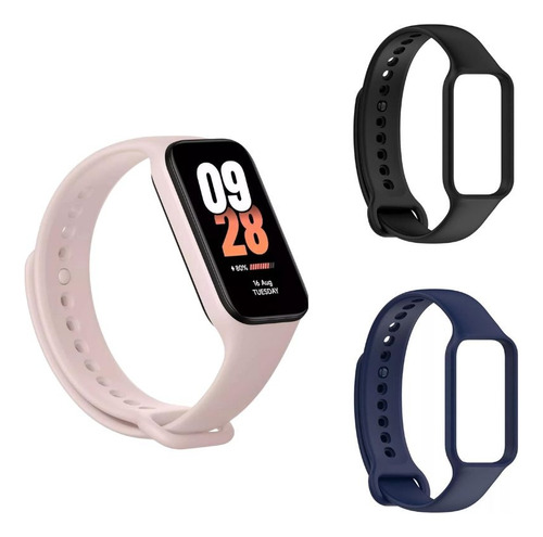 Relógio Mi Band 8 Active Rosa Global + 2 Pulseiras Brinde