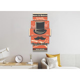 Cuadro Decorativo Barber Mostacho Vintage Barberia Sombrero 