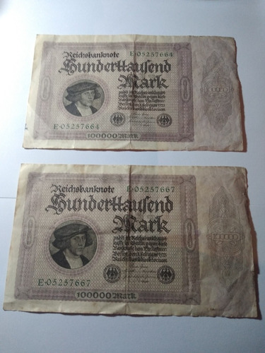 2 Billete Antiguo Alemán 1923 / Usado