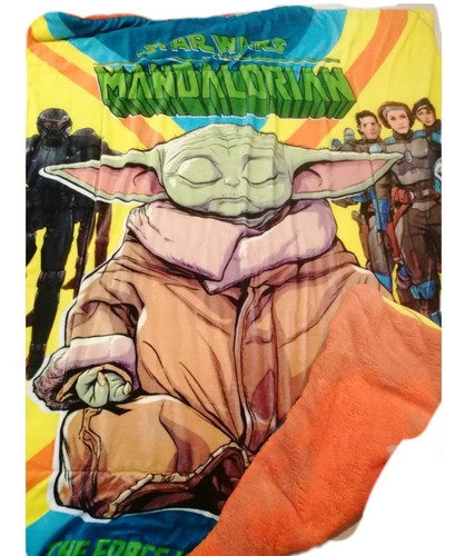 Cobertor Con Borrega De Baby Yoda Star Wars, Matrimonial