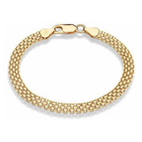 Miabella 18k Oro Sobre Plata Esterlina Italiano 6 Mm Pulsera