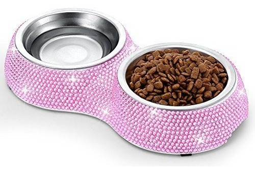 Savori Cuencos Para Perros Pequeños Rosa, Diamantes De Imita