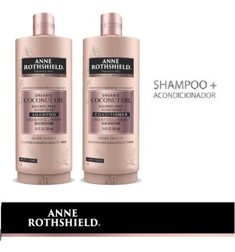Shampoo Y Acondicionador Vegano Anne Rothshield Aceite Coco