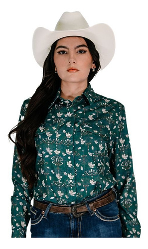 Camisa Vaquera Icy Denver Mujer Flor De Yuka Verde A-cm128