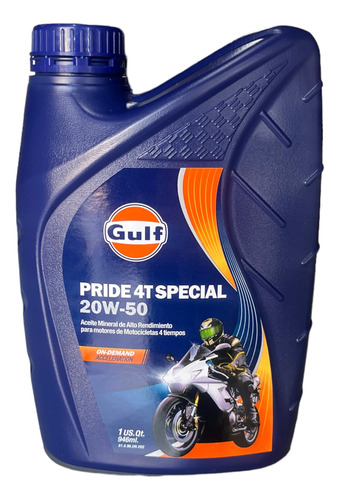  Aceite Gulf Pride 20w50 P/ Moto 4t Mineral Alto Rendimiento
