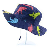 Gorro Pescador Sombrero Protección Sol Dinosaurio Niño Azul