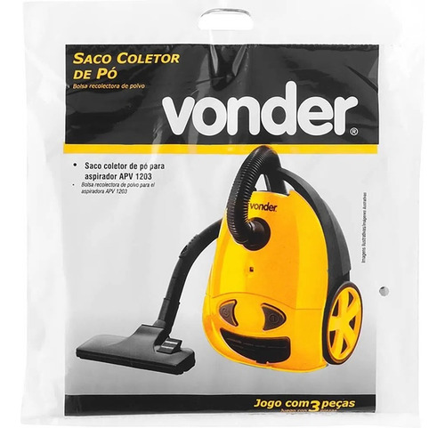 Kit 3 Saco Coletor Para Aspirador Apv1203 Vonder Apv 1203 