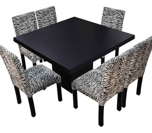 Juego Comedor Mesa Db130x130+ 6 Sillas Chenille